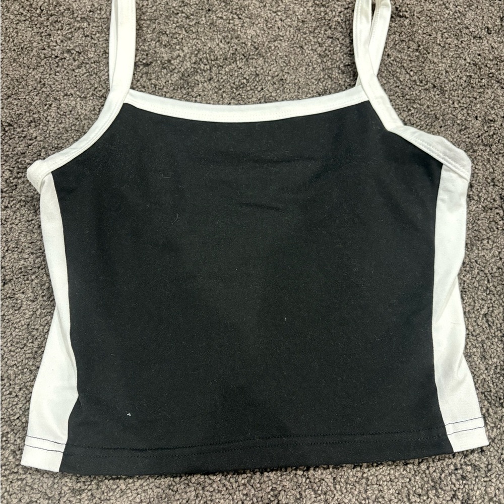 Women's Black and White Contrast Tank Top